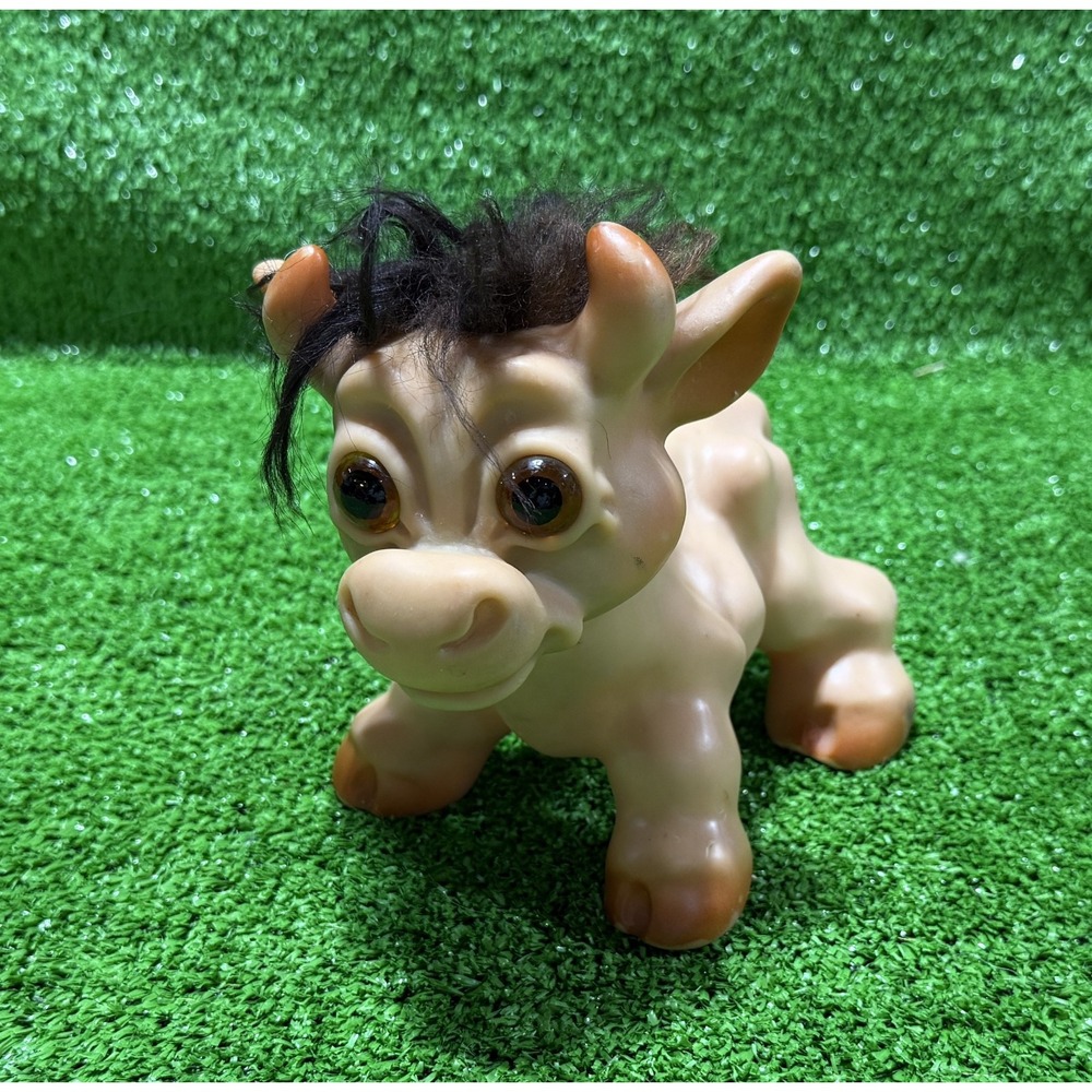 THOMAS DAM - Vintage Troll‎ Doll Cow Udders Black Hair - 8" Long x 6.5" Tall